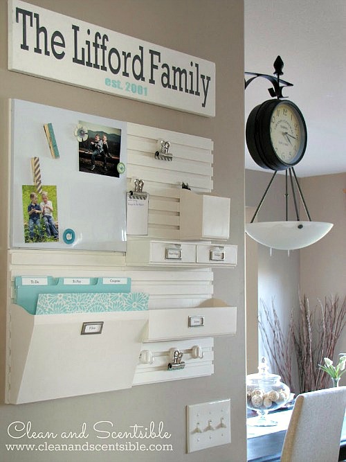 Easy to create kitchen command centre to keep all of the paperwork organized!