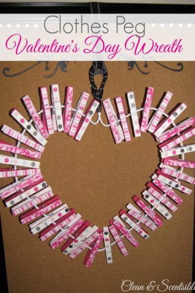 Valentine's Day clothespin wreath - Use it to attach "love notes" or favorite photos!