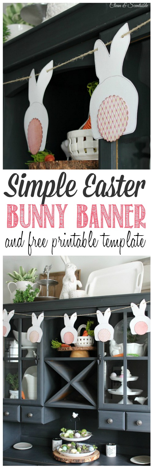 Cute Easter bunny bunting! This is so easy to make with a free printable template. // cleanandscentsible.com