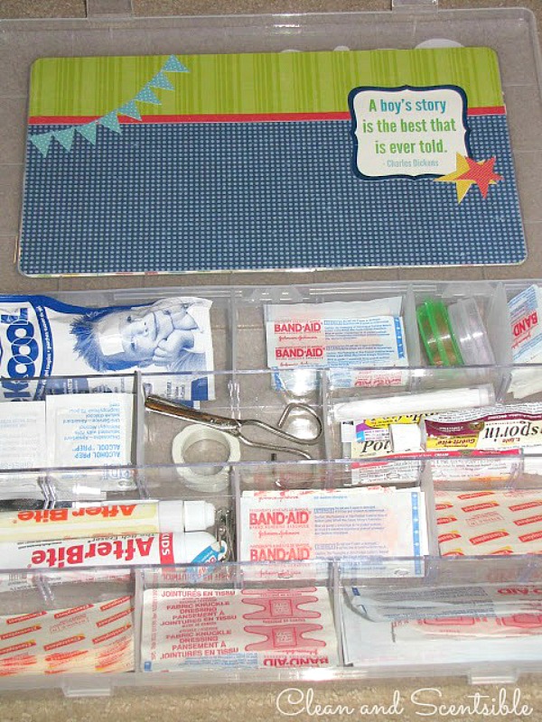 Boo-Boo Box first aid kit.  Keep all of your supplies organized and easily accessible.  Pack it up for camping trips or day trips - perfect for summer!