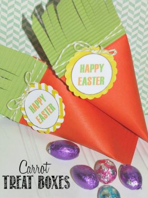 These carrot treat boxes are so cute and so easy to make! They would be really cute for the kids' table at Easter! // cleanandscentsible.com