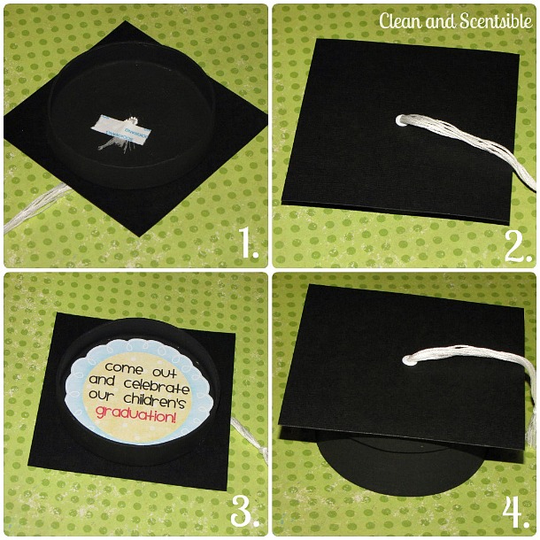 Cute graduation cap invitations!  Easy to make with free printables included!  // cleanandscentsible.com