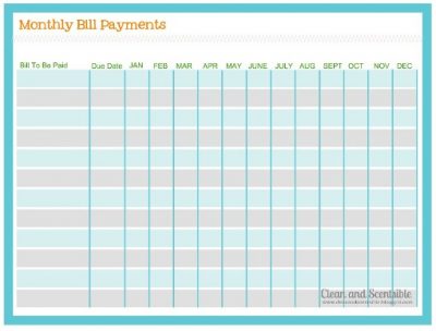 Monthly Bill Payment Log - free printable.