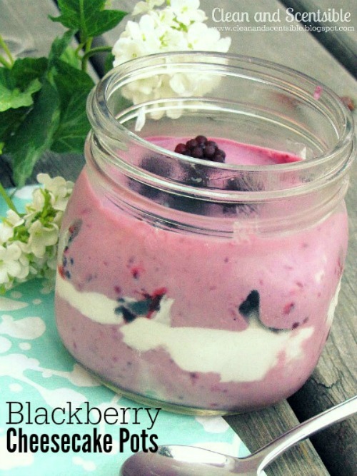 Blackberry Cheesecake Pots - SO yummy! // cleanandscentsible.com