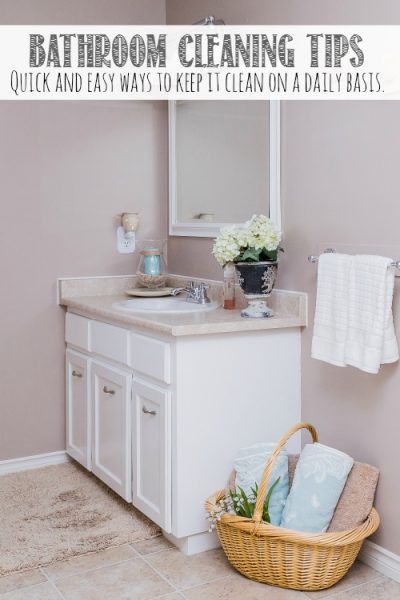 Lots of quick and practical ideas to keep your bathroom clean on a regular basis! // cleanandscentsible.com