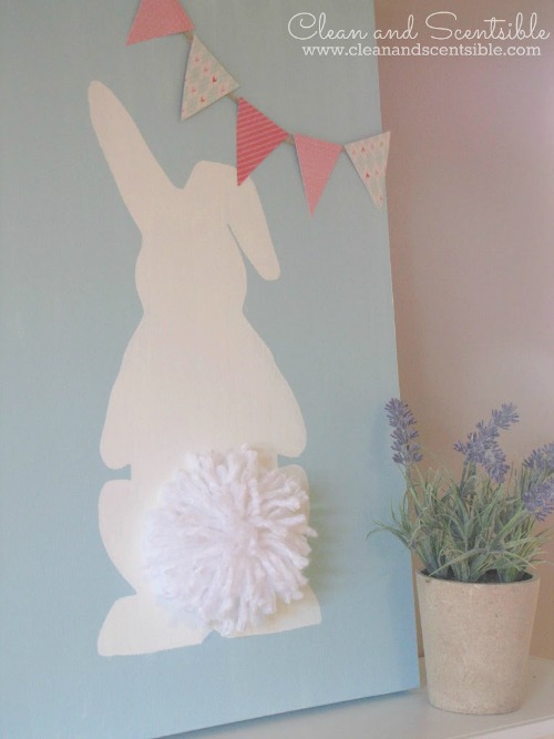 Easter Bunny Canvas with pom pom tail.