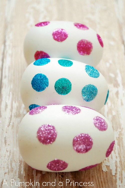 Polka dot glitter Easter eggs Easter egg decorating.