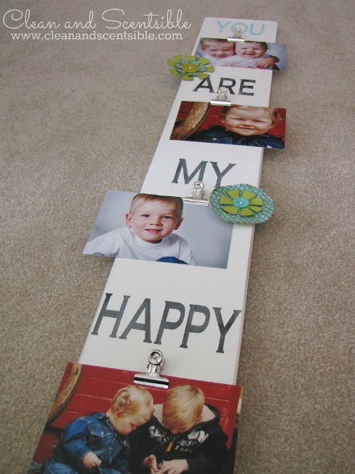 Easy to make DIY Photo Display Board.  such a great gift idea and easy to customize for any event or holiday.