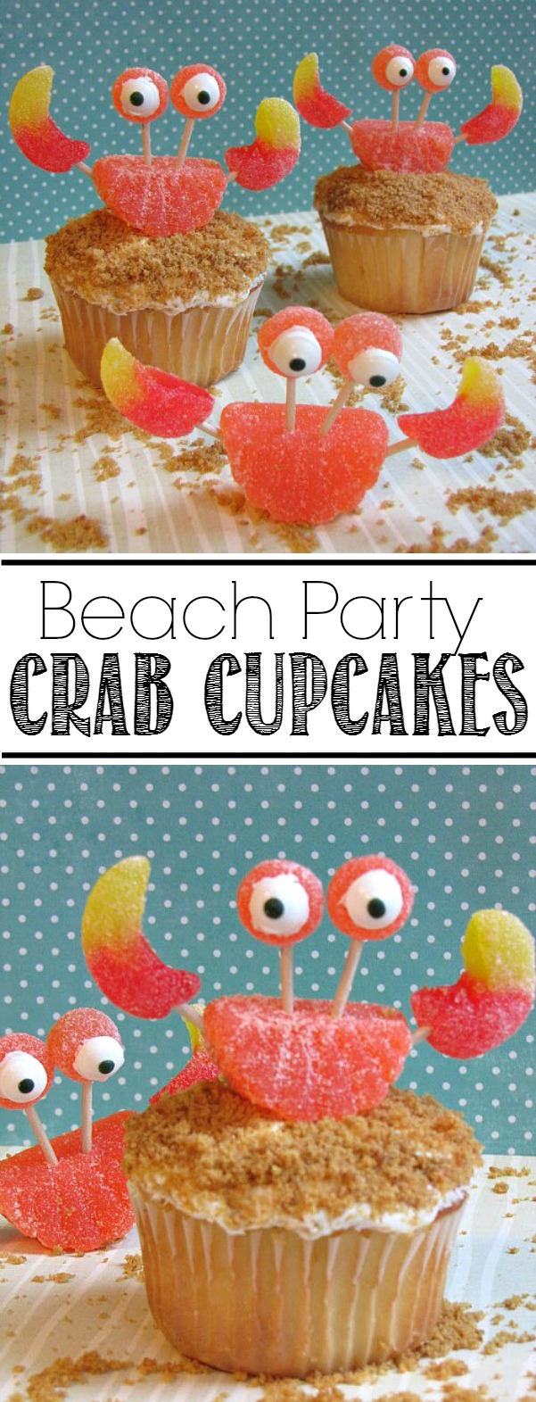 These crab cupcakes are SO cute and perfect for a beach party or summer BBQ.