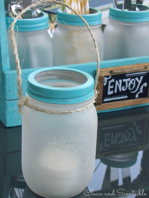 Frosted Mason Jars - great for patio tea lights!