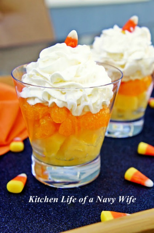 Candy corn fruit cup and lots of other fun candy corn inspired ideas!