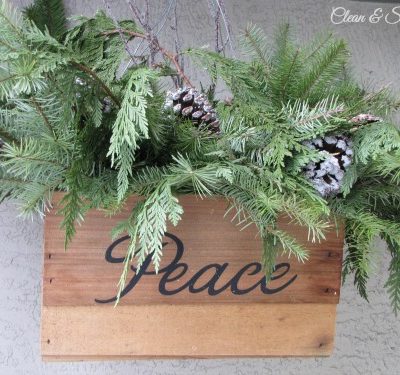 Rustic Christmas basket and other ideas for decorating your front porch.