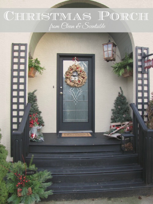 Lots of ideas for decorating a Christmas porch!