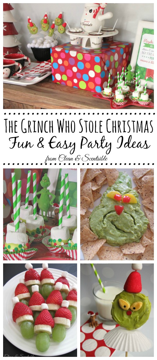 The Grinch Who Stole Christmas Party Ideas. Lots of fun Christmas food ideas! // cleanandscentsible.com