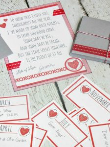 12 months of dates Valentine's Day printables and poem.