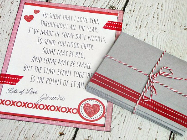 12 months of dates Valentine's Day printables and poem.