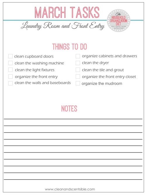 Clean and Organize the Laundry Room - March tasks for The Household Organization Diet