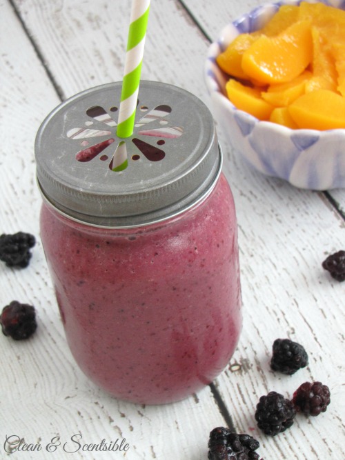 Blackberry Peach Smoothie - Not too sweet and loaded with nutrients!
