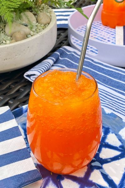 DIY slurpee made with orange soda.