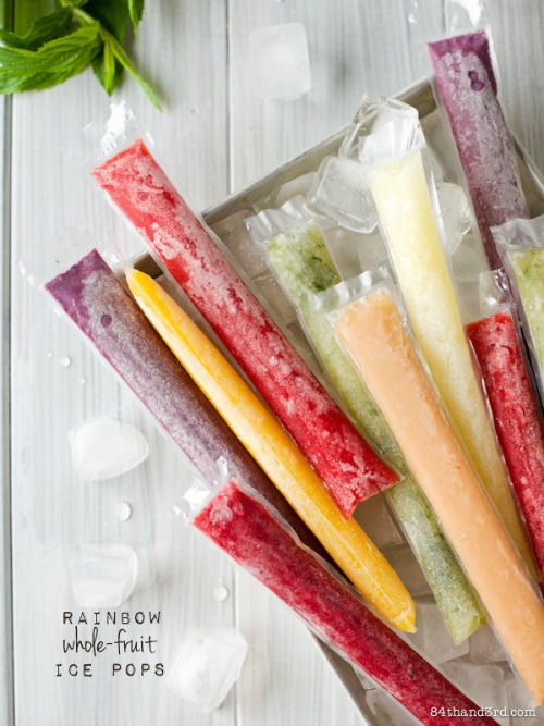 Rainbow whole fruit pops and lots of other tasty popsicle ideas!