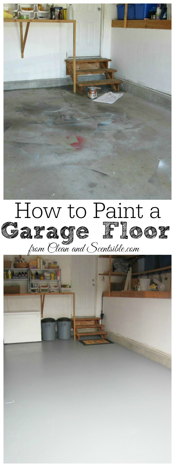 Grand tutoriel sur la façon de peindre un plancher de garage. Je ne peux pas croire quelle différence cela fait! // cleanandscentsible.com