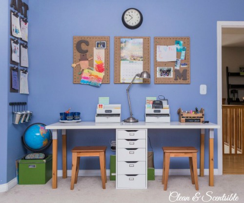 Great ideas on how to create a homework station for any sized space! // cleanandscentsible.com