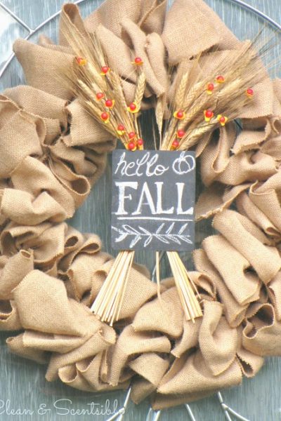 Easy Burlap Fall Wreath. This could easily be changed up for any season! // cleanandscentsible.com