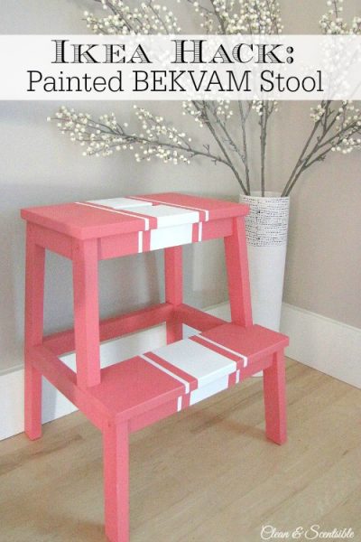 Cute painted Ikea BEKVAM stool. // cleanandscentsible.com