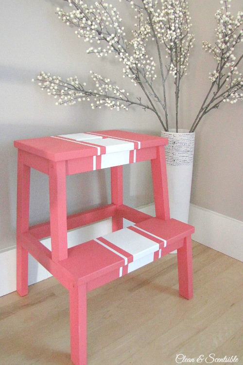 Ikea BEKVAM step stool in Behr Marquee Strawberry Wine. // cleanandscentsible.com