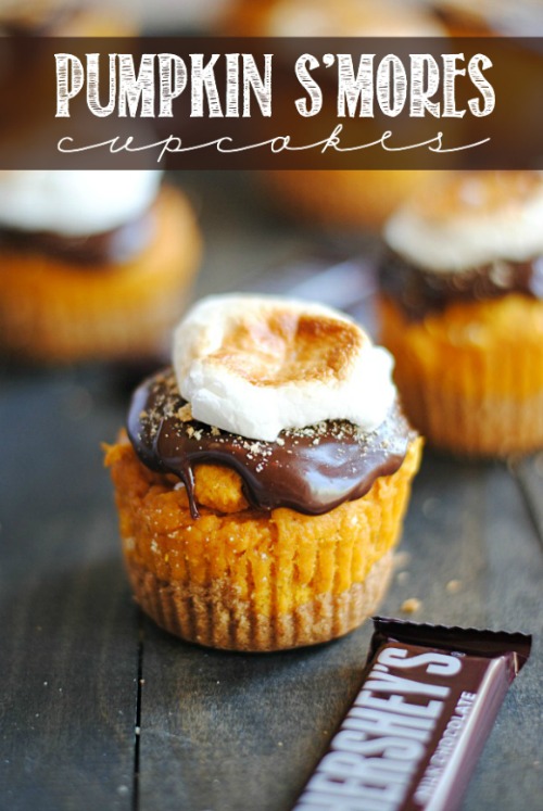 Pumpkin S'mores Cupcakes and lots of other amazing pumpkin recipes for fall. // cleanandscentsible.com