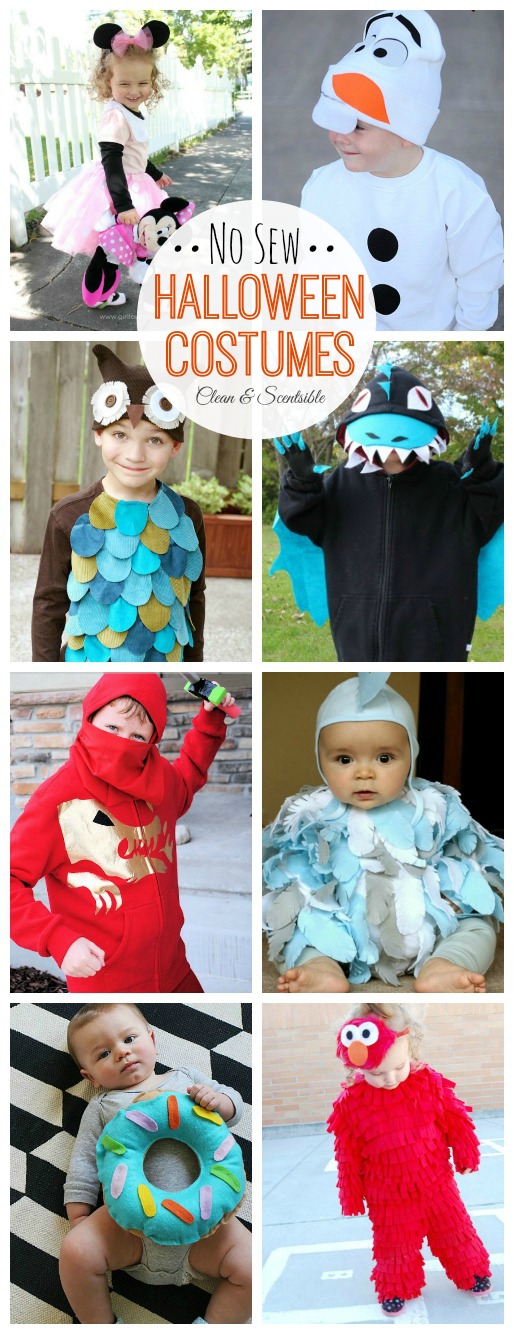 Great collection of no sew Halloween costumes.  Easy and inexpensive ideas that anyone can do!  // cleanandscentsible.com