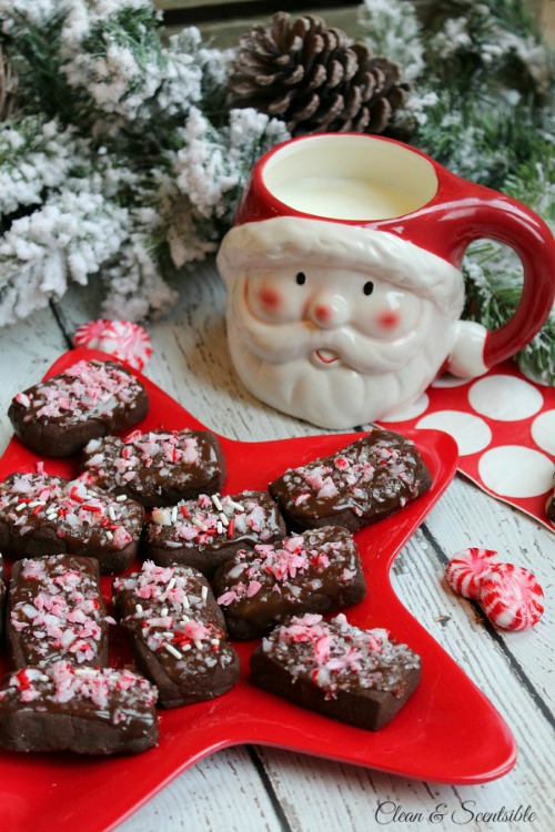 Chocolate peppermint shortbread bites. These are sure to be a holiday hit!