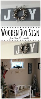 Simple but pretty wooden JOY sign. // cleanandscentsible.com