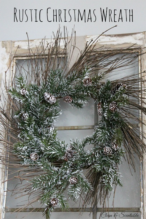 Beautiful rustic Christmas wreath. // cleanandscentsible.com