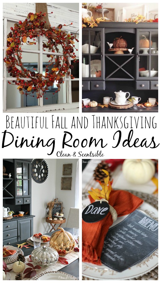 Beautiful fall and Thanksgiving tablescape and dining room ideas! // cleanandscentsible.com