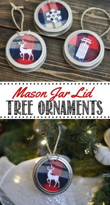 Mason Jar Lid Tree Ornaments. These are SO cute and easy to do. Customize with whatever material you would like.