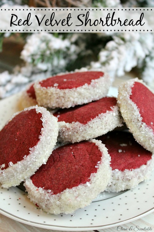 Red velvet shortbread cookies. A little twist on an old favorite!  // cleanandscentsible.com