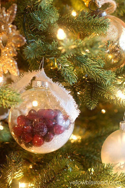 Simple Frosted Cranberry ornaments. So pretty!