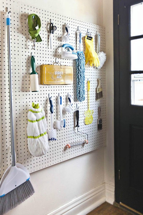 Great ideas to organize with pegboard!  // cleanandscentsible.com