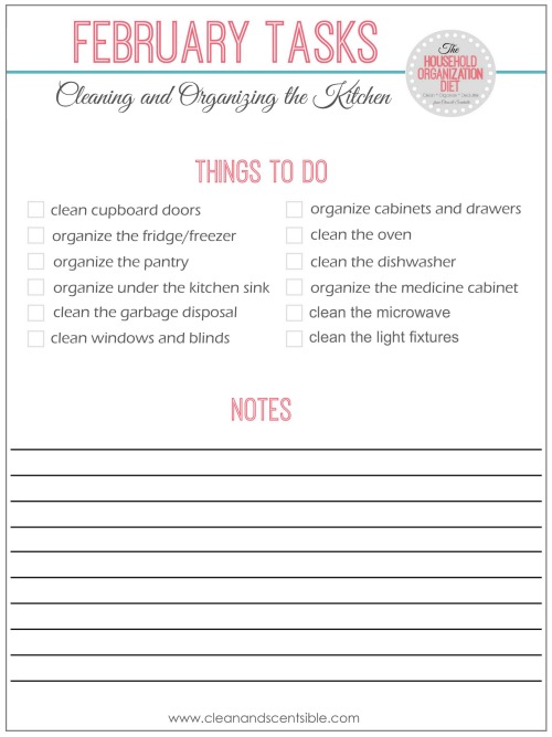 The February tasks for The Household Organization Diet - everything you need to clean and organize your kitchen! // cleanandscentsible.com