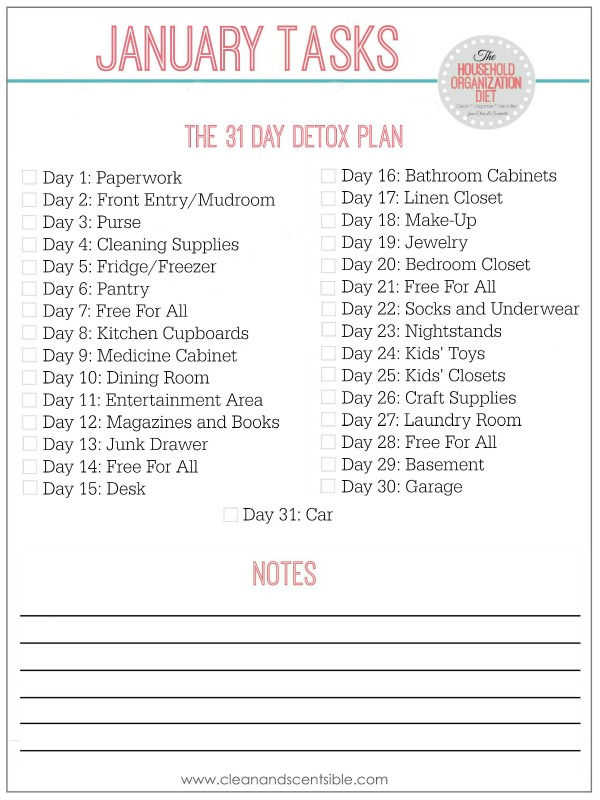 The 31 Day Home Detox Plan - the first step to getting your home clean and organized once and for all! Month one of the Household Organization Diet. // cleanandscentsible.com