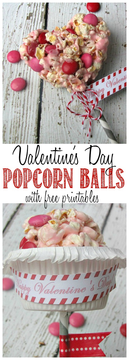 These Valentine's Day popcorn pops make a fun Valentine's treat!  Free printables included.  // cleanandscentsible.com