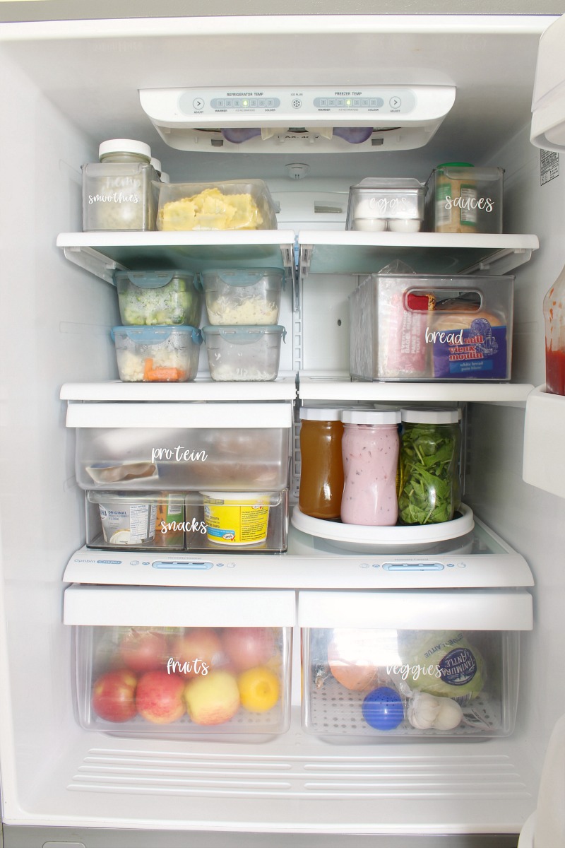 Clean and organized fridge.