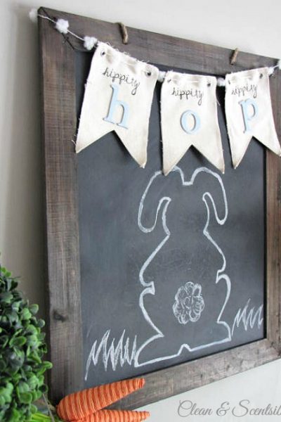 Cute Easter chalkboard and bunting.