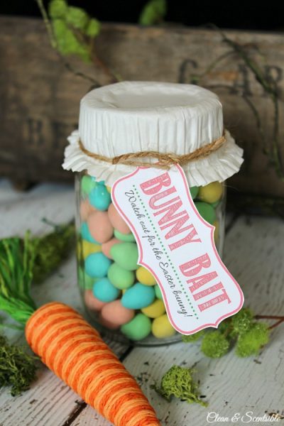 Cute Easter mason jar gift idea and free bunny bait printable. Printable can be used for a treat bag topper as well. // cleanandscentsible.com