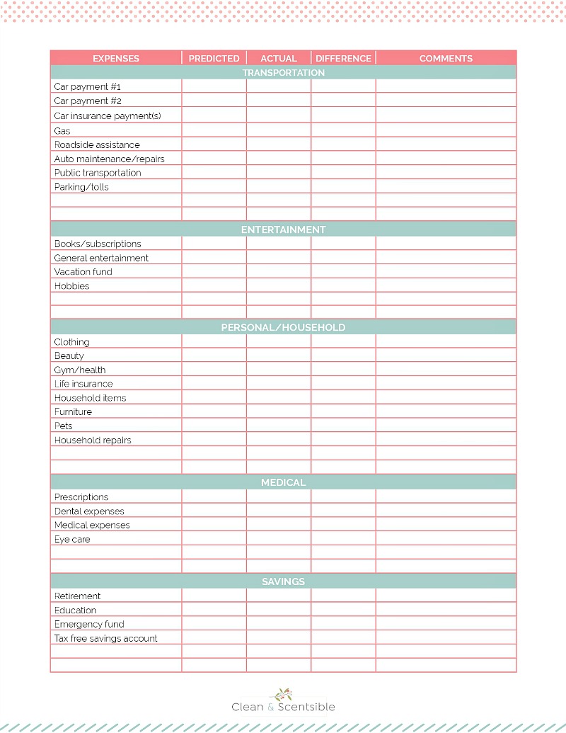 Free Monthly Budget Tracker Printables