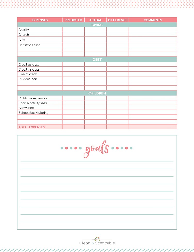 Free Monthly Budget Tracker Printables