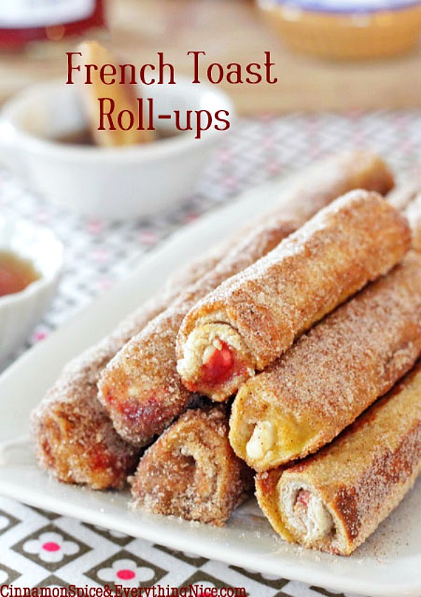 French toast roll ups and lots of other delicious breakfast ideas. Perfect for Mother's Day!