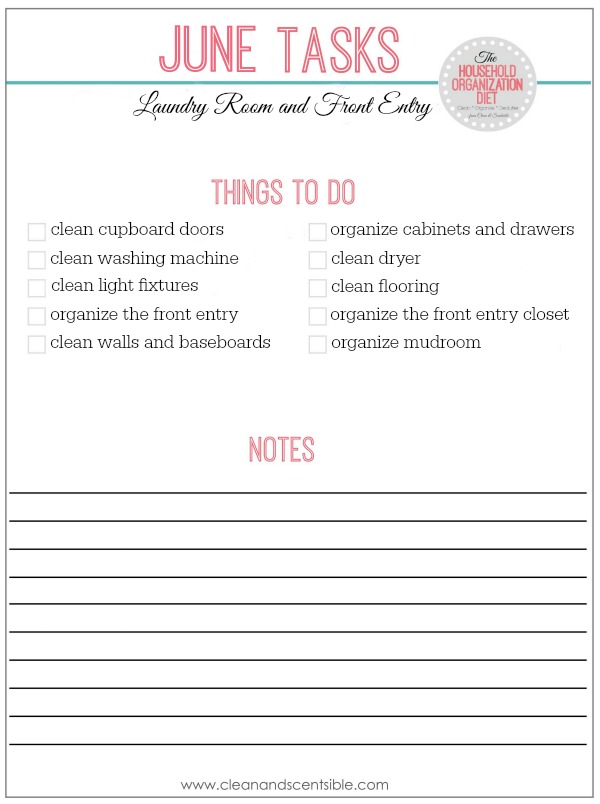 Everything you need to do to clean and organize the laundry room!  June tasks for The Household Organization Diet. // cleanandscentsible.com
