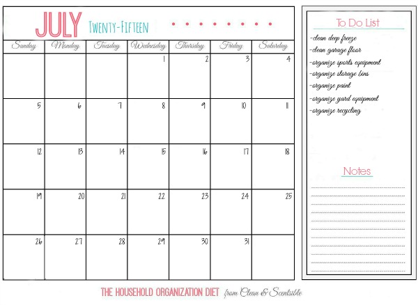 The July Household Organization Diet To Do List - Everything you need to get your garage organized!